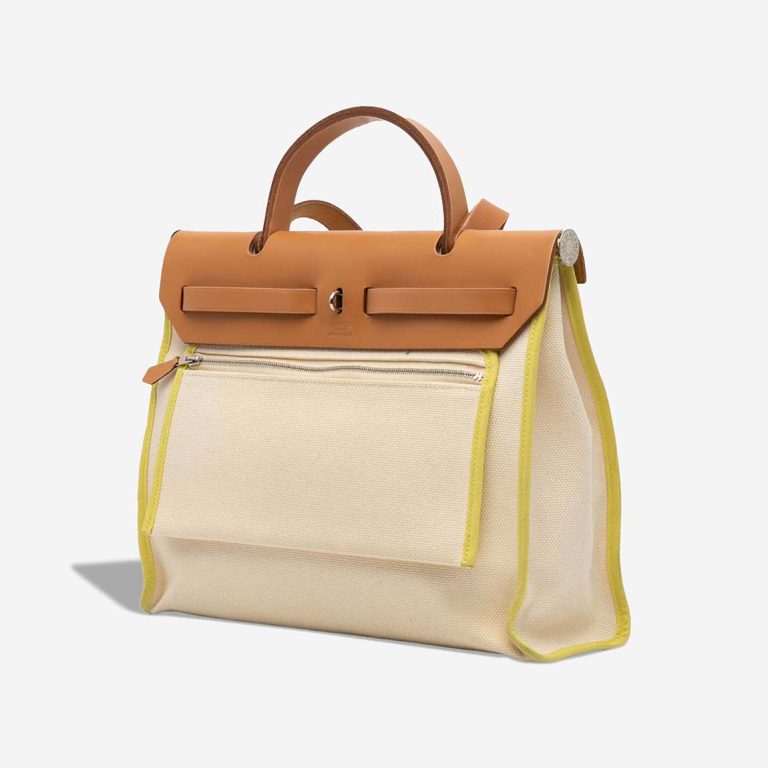 Hermès Herbag 31 Toile / Vache Hunter Lime / Sable Naturel / Vanille Front | Sell your designer bag