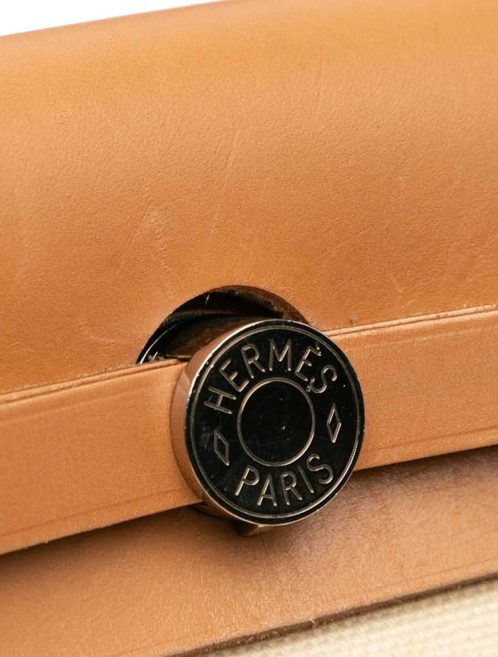 Hermès Herbag 31 Toile / Vache Hunter Lime / Sable Naturel / Vanille Front | Sell your designer bag