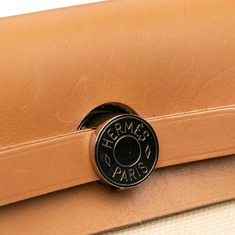 Hermès Herbag 31 Toile / Vache Hunter Lime / Sable Naturel / Vanille Front | Sell your designer bag