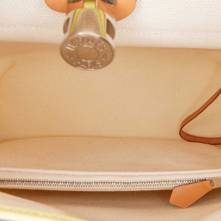 Hermès Herbag 31 Toile / Vache Hunter Lime / Sable Naturel / Vanille Front | Sell your designer bag