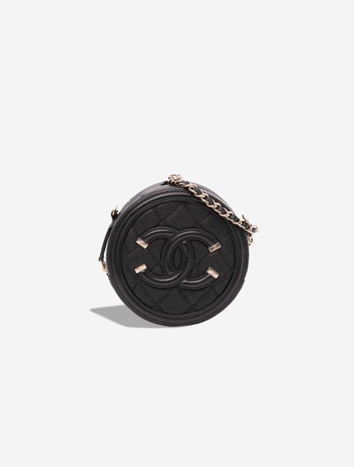 Chanel Filigree Round Clutch Caviar Black Front | Sell your designer bag