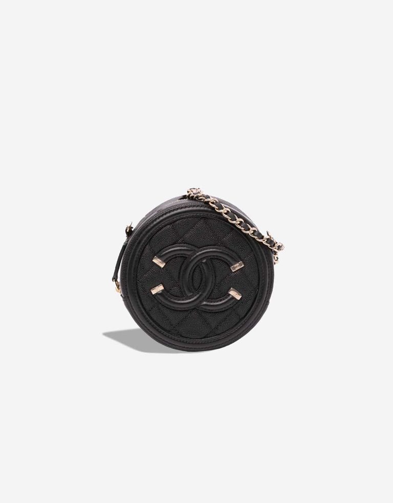 Chanel Filigree Round Clutch Caviar Black Front | Sell your designer bag