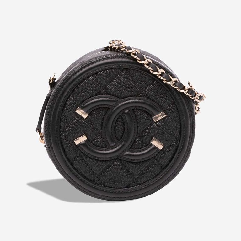 Chanel Filigree Round Clutch Caviar Black Front | Sell your designer bag