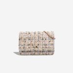 Chanel Wallet On Chain Tweed Light Pink / Blue / Gold Front | Sell your designer bag