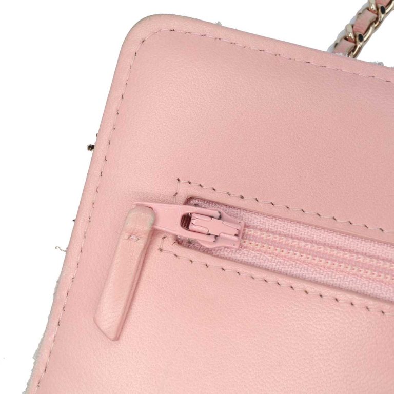 Chanel Wallet On Chain Tweed Light Pink / Blue / Gold Signs of wear | Sell your designer bag