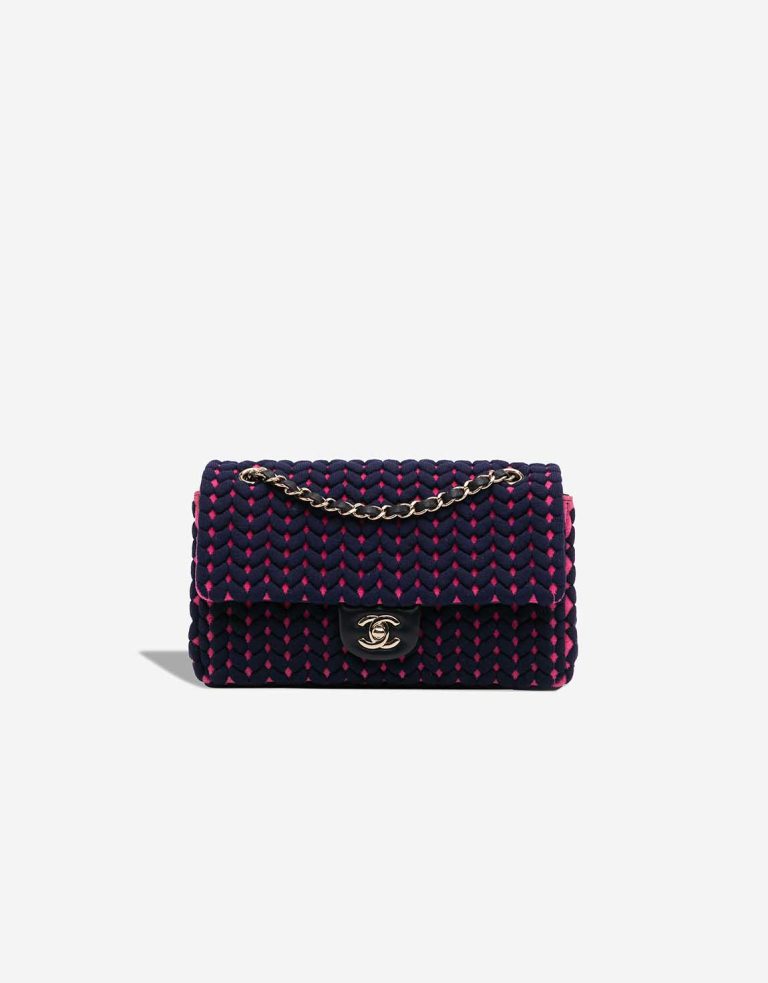 Chanel Timeless Medium Calf / Wool Pink / Dark Blue Front | Sell your designer bag