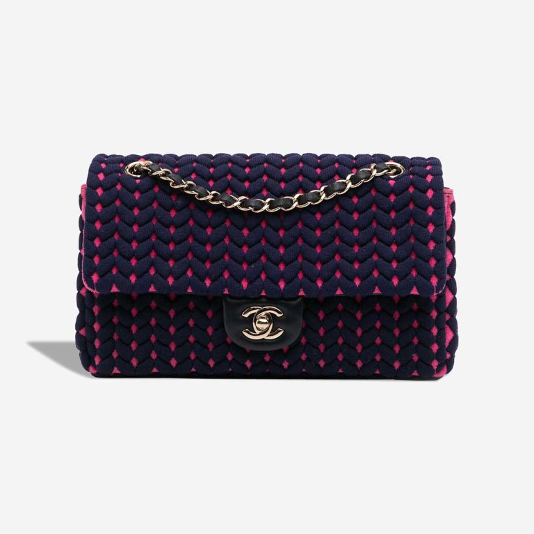 Chanel Timeless Medium Calf / Wool Pink / Dark Blue Front | Sell your designer bag