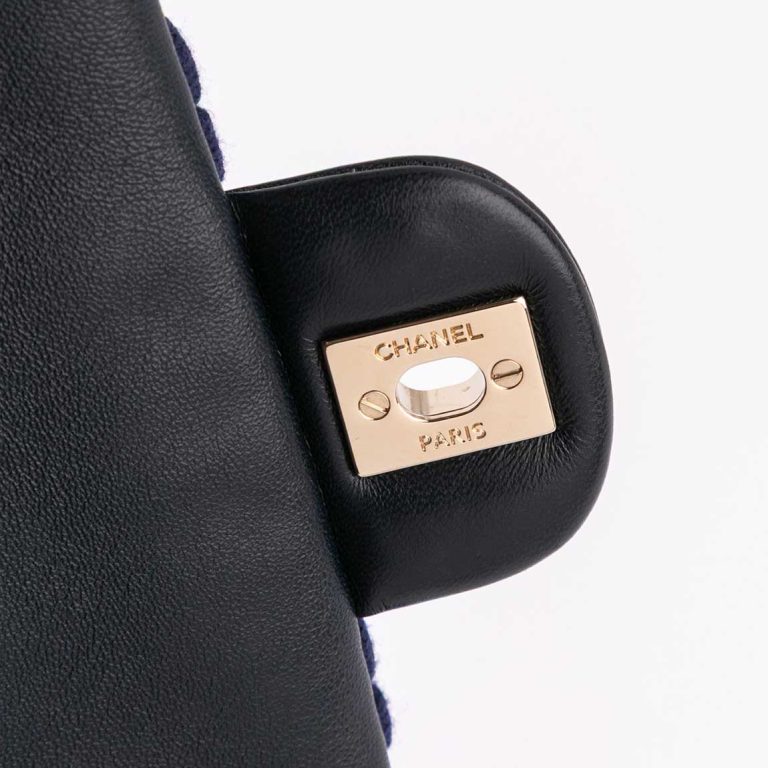 Chanel Timeless Medium Calf / Wool Pink / Dark Blue Front | Sell your designer bag