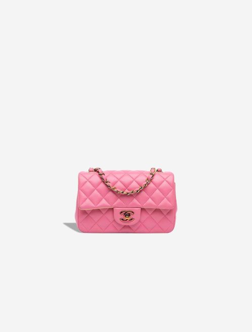 Chanel Timeless Single Flap Mini Rectangular Lamb Pink / Yellow Front | Sell your designer bag