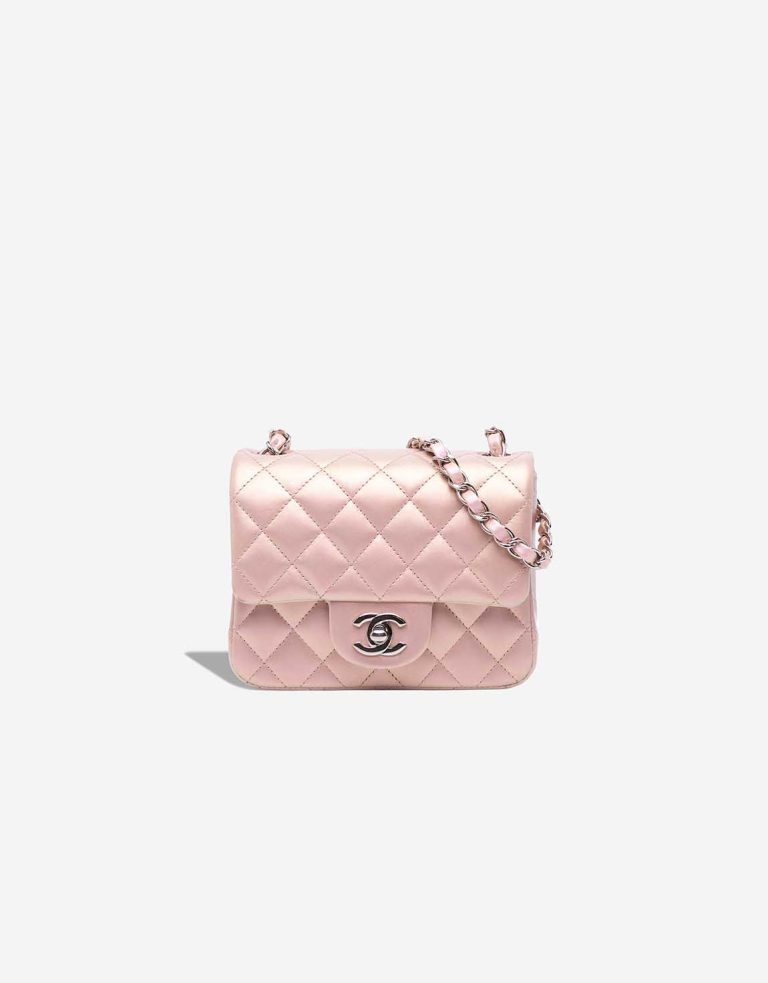 Chanel Timeless Mini Square Lamb Light Pink / Iridescent Front | Sell your designer bag