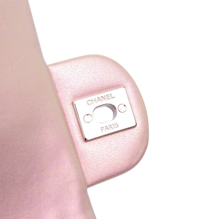 Chanel Timeless Mini Square Lamb Light Pink / Iridescent Front | Sell your designer bag