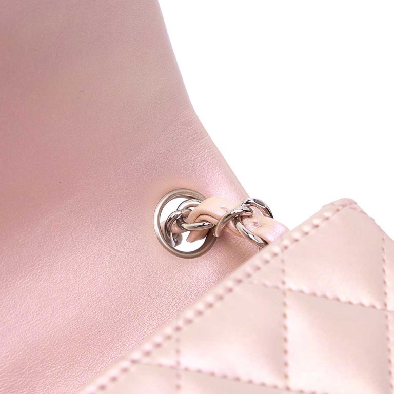 Chanel Timeless Mini Square Lamb Light Pink / Iridescent Signs of wear | Sell your designer bag