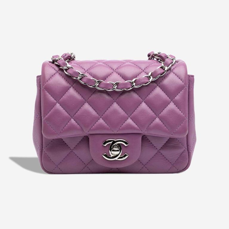 Chanel Timeless Mini Square Lamb Purple Front | Sell your designer bag