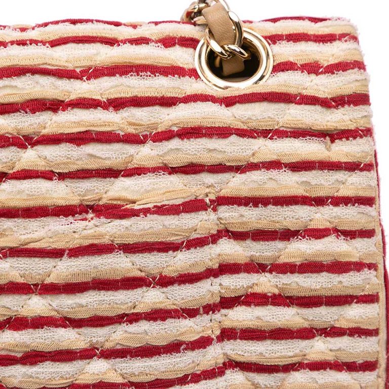 Chanel Timeless Coco Sailor Medium Silk / Canvas Red / White Signs of wear | Sell your designer bag