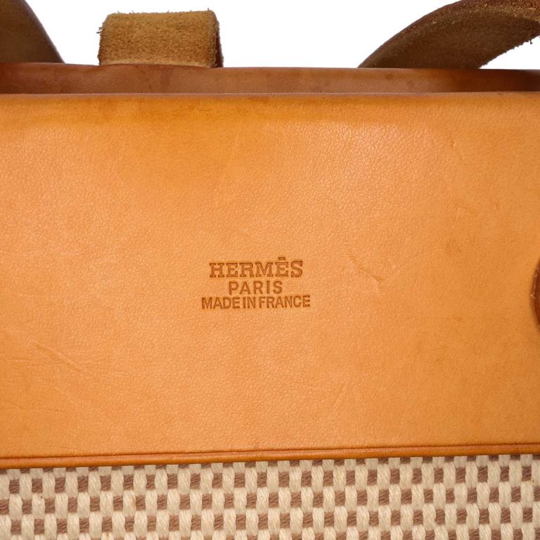 Hermès Herbag Cabas MM Toile / Vache Hunter Gold / Sable Naturel Logo | Sell your designer bag