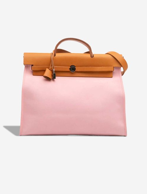 Hermès Herbag 39 Toile / Vache Hunter Gold / Rose Sakura Front | Sell your designer bag