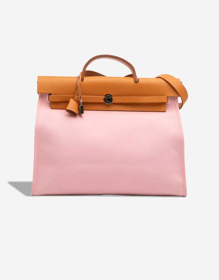 Hermès Herbag 39 Toile / Vache Hunter Gold / Rose Sakura Front | Sell your designer bag