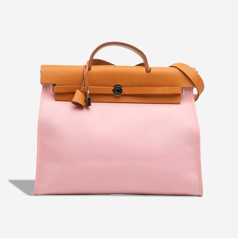 Hermès Herbag 39 Toile / Vache Hunter Gold / Rose Sakura Front | Sell your designer bag