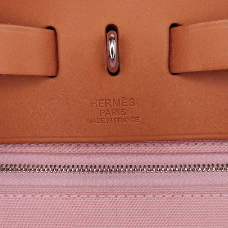 Hermès Herbag 39 Toile / Vache Hunter Gold / Rose Sakura Logo | Sell your designer bag