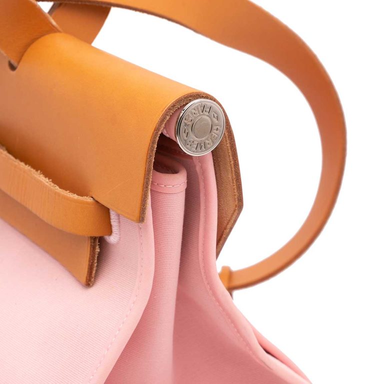 Hermès Herbag 39 Toile / Vache Hunter Gold / Rose Sakura Front | Sell your designer bag