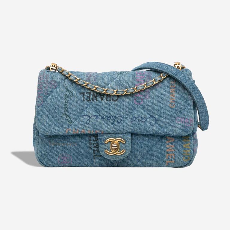 Chanel Mood Flap Bag Mini Rectangular Denim Blue / Multicolour Front | Sell your designer bag