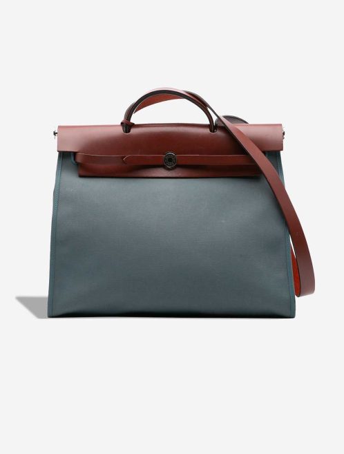 Hermès Herbag 39 Toile / Vache Hunter Rouge H / Gris Fumé  Front | Sell your designer bag