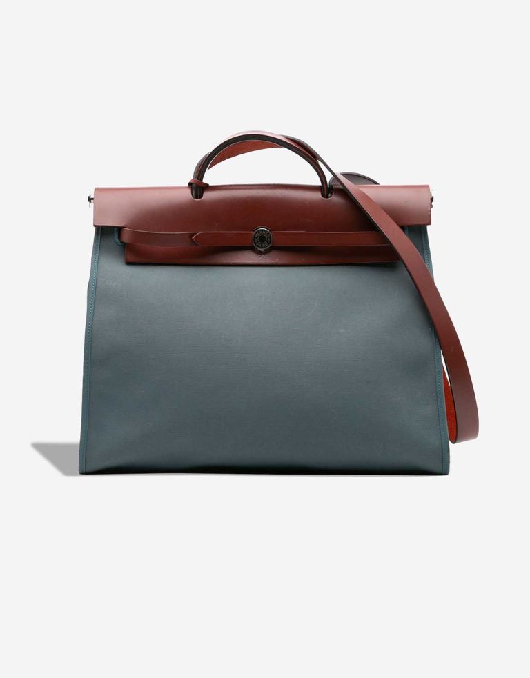 Hermès Herbag 39 Toile / Vache Hunter Rouge H / Gris Fumé  Front | Sell your designer bag