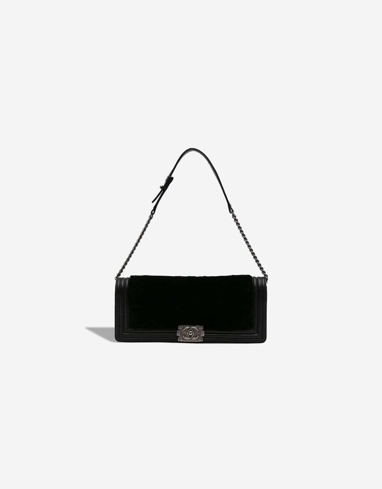 Chanel Boy East-West Lamb / Shearling Black Front | Sell your designer bag
