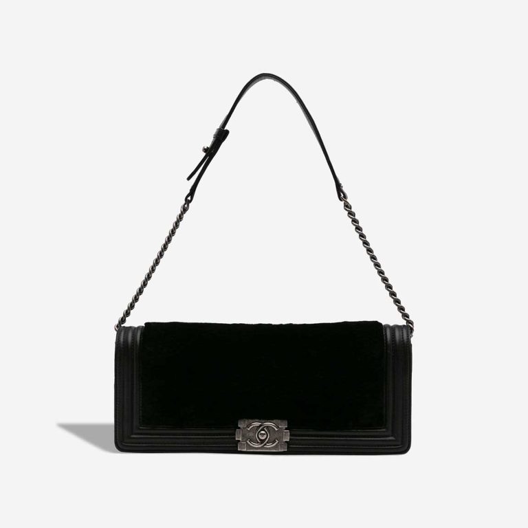 Chanel Boy East-West Lamb / Shearling Black Front | Sell your designer bag