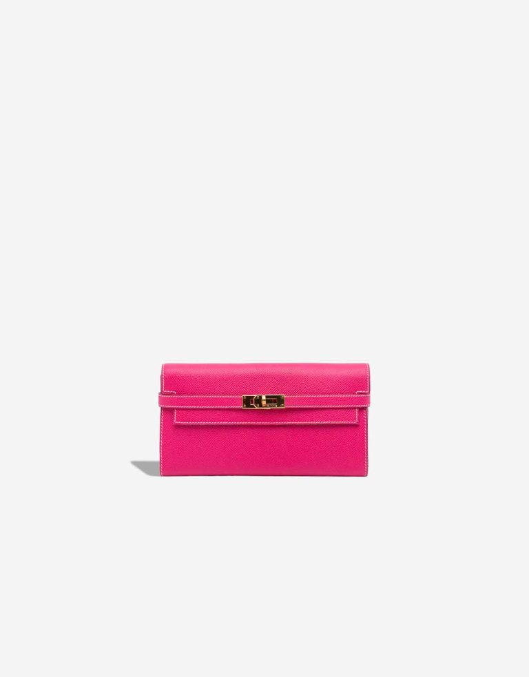 Hermès Kelly Long Wallet Epsom Rose Tyrien Front | Sell your designer bag
