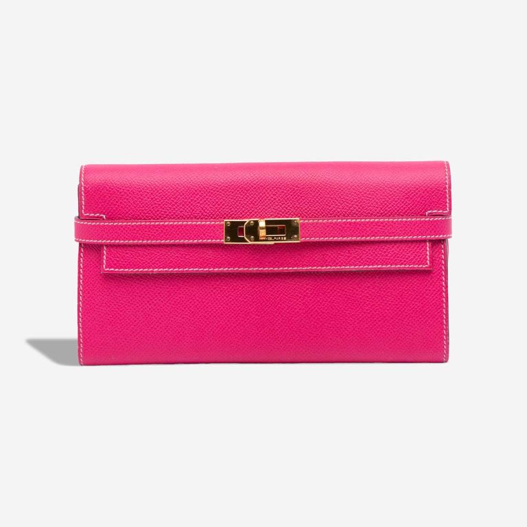 Hermès Kelly Long Wallet Epsom Rose Tyrien Front | Sell your designer bag