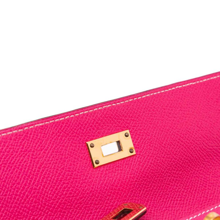 Hermès Kelly Long Wallet Epsom Rose Tyrien Front | Sell your designer bag