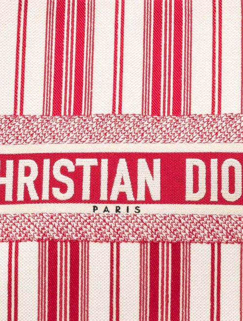 Dior Book Tote Large Canvas Red / White Signs of wear | Sell your designer bag