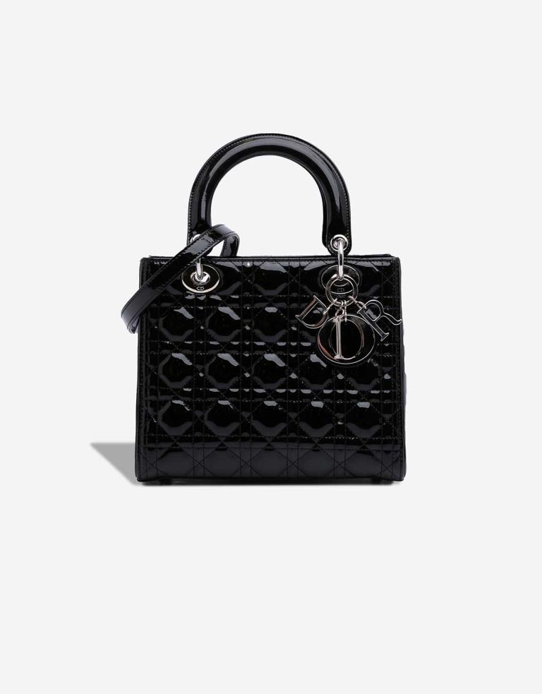 Dior Lady Medium Patent Black Front | Sell your designer bag