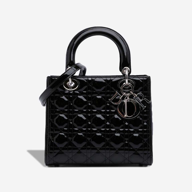 Dior Lady Medium Patent Black on Model | Sell your designer bag