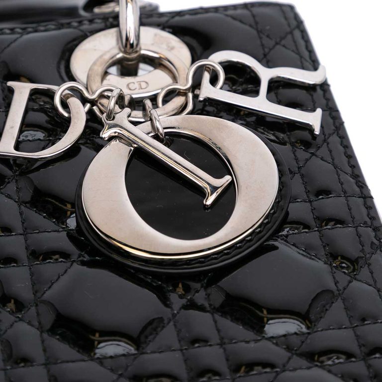 Dior Lady Medium Patent Black Front | Sell your designer bag