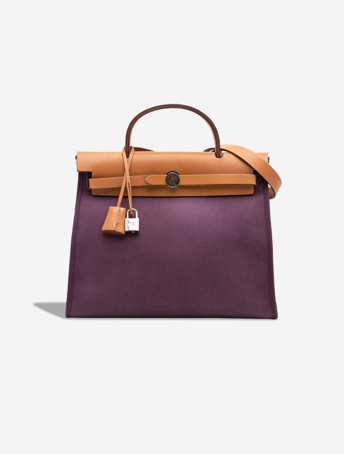Hermès Herbag 31 Toile / Vache Hunter Raisin / Sable Naturel Front | Sell your designer bag