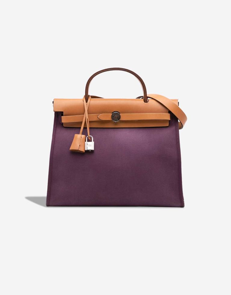 Hermès Herbag 31 Toile / Vache Hunter Raisin / Sable Naturel Front | Sell your designer bag