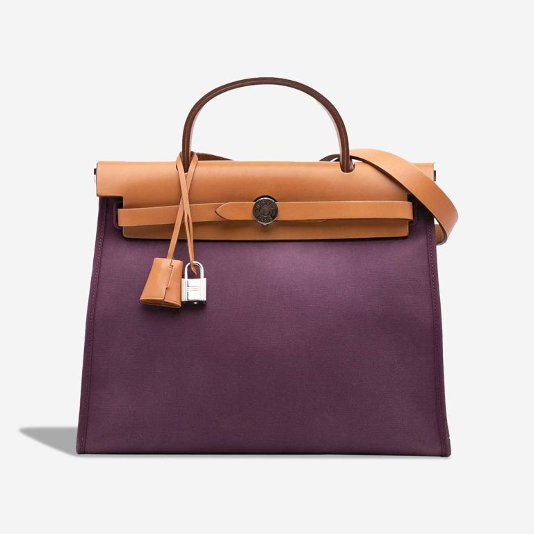 Hermès Herbag 31 Toile / Vache Hunter Raisin / Sable Naturel Front | Sell your designer bag