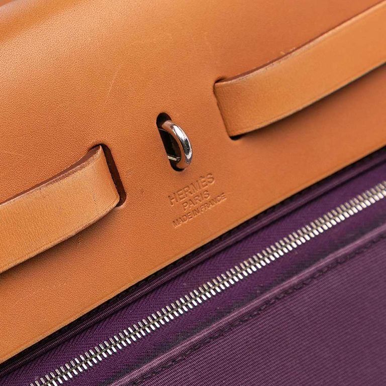Hermès Herbag 31 Toile / Vache Hunter Raisin / Sable Naturel Front | Sell your designer bag