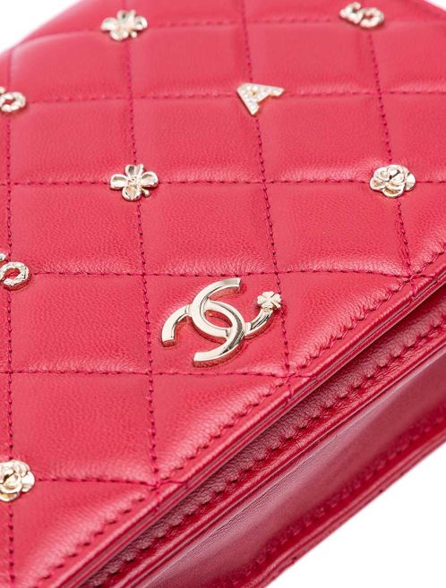 Chanel Wallet On Chain Lamb Red Closing System | Sell your designer bag