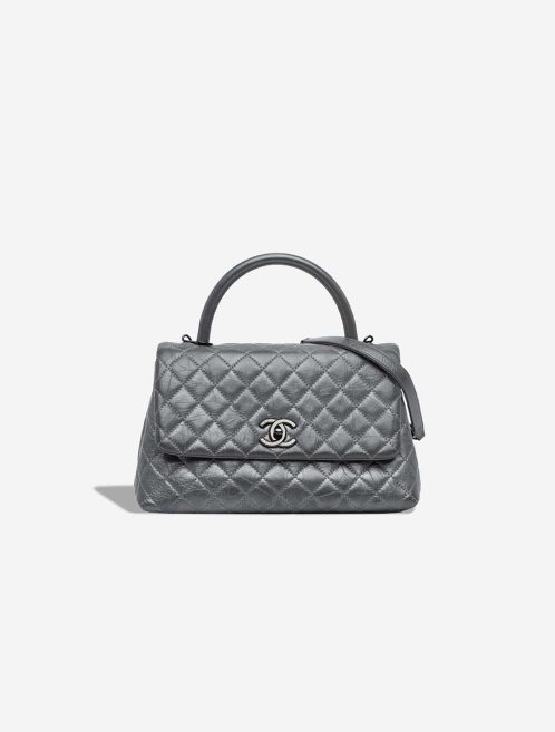 Chanel Timeless Coco Top Handle Medium Aged Calf Grey Front | Sell your designer bag
