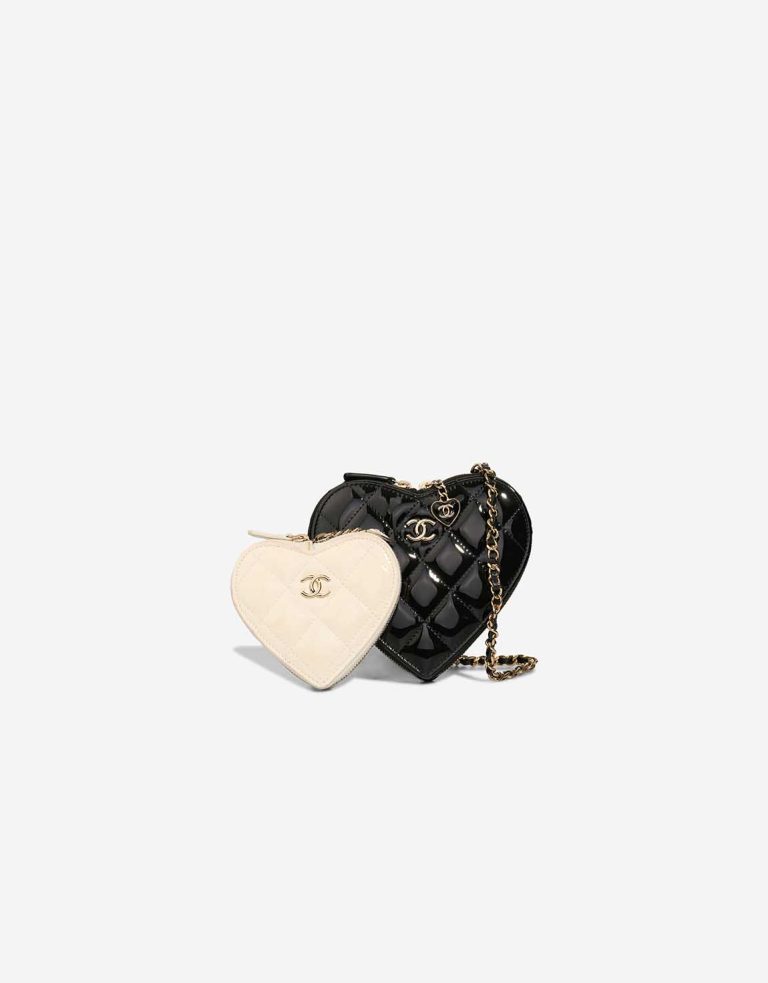 Chanel Timeless Heart Double Bag Small Patent Black / Beige Front | Sell your designer bag