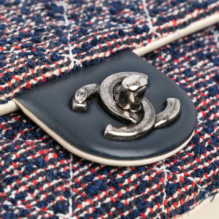Chanel Timeless Medium Tweed Blue Front | Sell your designer bag