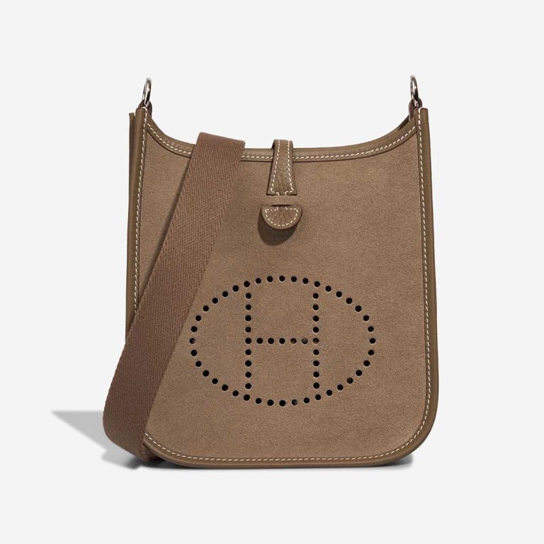 Hermès Evelyne 16 Suede / Taurillon Clémence Étoupe / Gris Caillou Front | Sell your designer bag