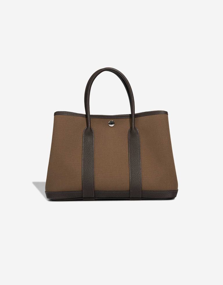 Hermès Garden Party 30 Toile Militaire / Veau Négonda Toundra / Ébène Front | Sell your designer bag