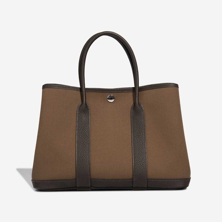 Hermès Garden Party 30 Toile Militaire / Veau Négonda Toundra / Ébène Front | Sell your designer bag