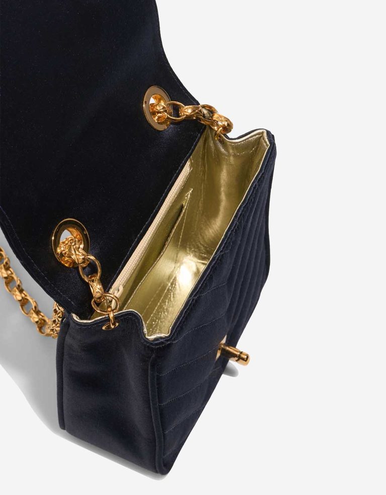 Chanel Timeless Chevron Mini Square Silk Dark Blue Inside | Sell your designer bag