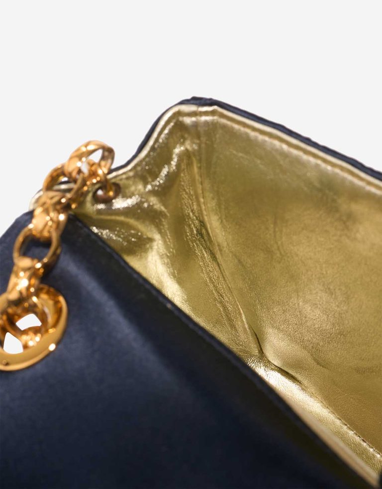 Chanel Timeless Chevron Mini Square Silk Dark Blue Signs of wear | Sell your designer bag