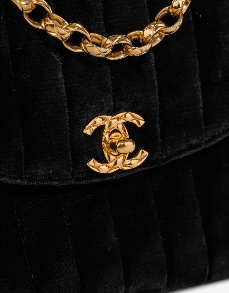 Chanel Timeless Mini Square Velvet Black Closing System | Sell your designer bag